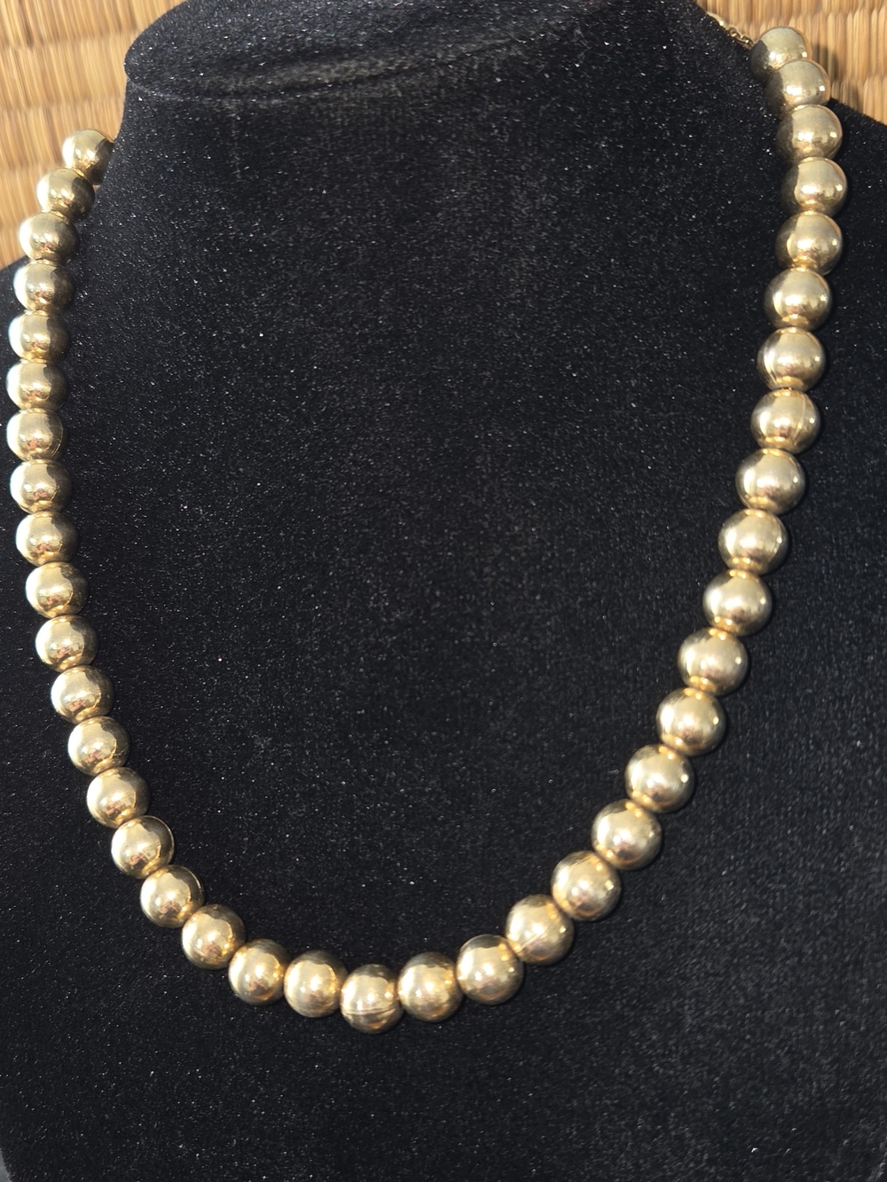 Vintage Metal Gold Tone Beaded Necklace Choker